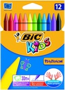 CRAYON DE COULEUR BIC 12 COUL PLASTIDECOR