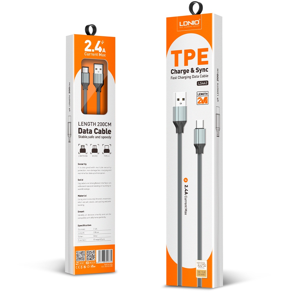 CABLE CHARGEUR LDNIO LS442 TYPE C