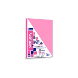 [BRA4UNCOROGA160G] - PAPIER BRISTOL A4 UNI ROSE 160G GALAXIE 100F